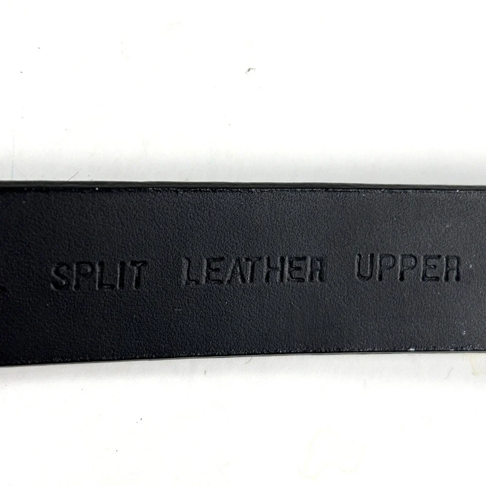 Chico's Leather Belt Womens M/L Black‎ Hammered Gold Toggle Buckle 29-42 Inches